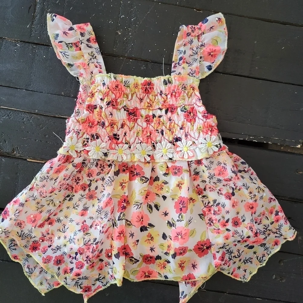 Garanimals Little Lass Baby Girl Outfit Bundle 3 Pieces 12 Months Neon Coral - Picture 4 of 7